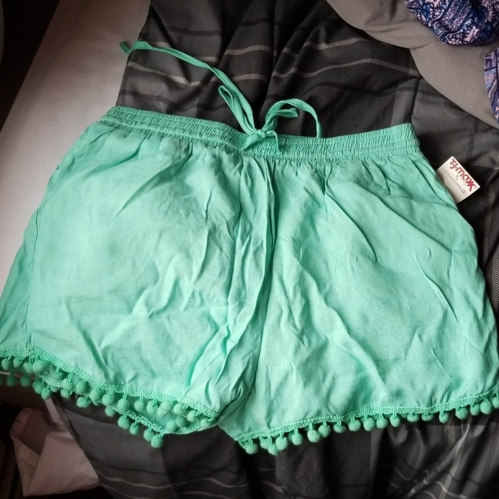 Teal fabric shorts